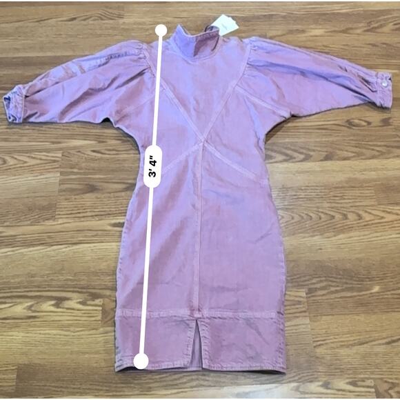 ISABEL MARANT ÉTOILE PUFF SLEEVE DENIM DRESS IN PINK size 34 / us XS - Picture 6 of 15